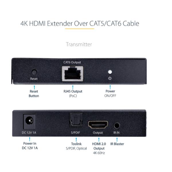 Video Extender HDMI Startech 4K 60Hz HDR su Cavo Ethernet fino a 70m - immagine 2