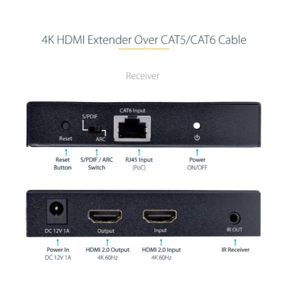 Video Extender HDMI Startech 4K 60Hz HDR su Cavo Ethernet fino a 70m - immagine 3