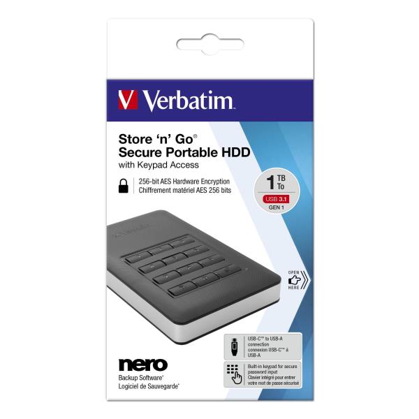 HDD Esterno Verbatim SECURE 2.5" 1TB USB 3.0 - immagine 3
