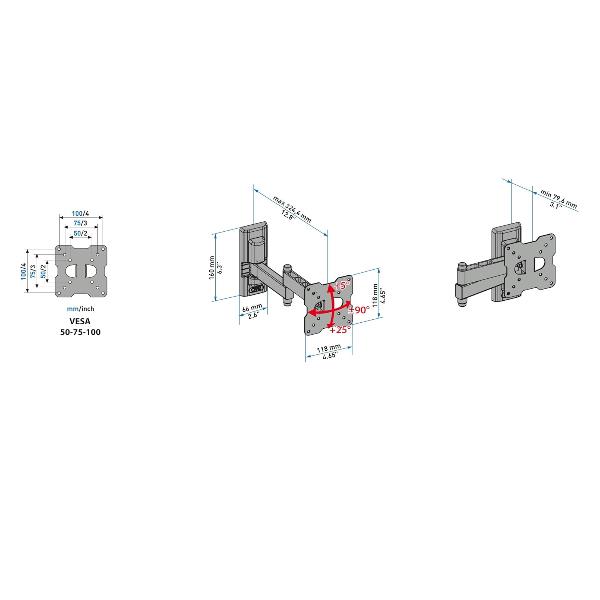 Staffa TV/Monitor Meliconi CME EDR100 a Muro per Schermi fino a 25" 17kg - immagine 5