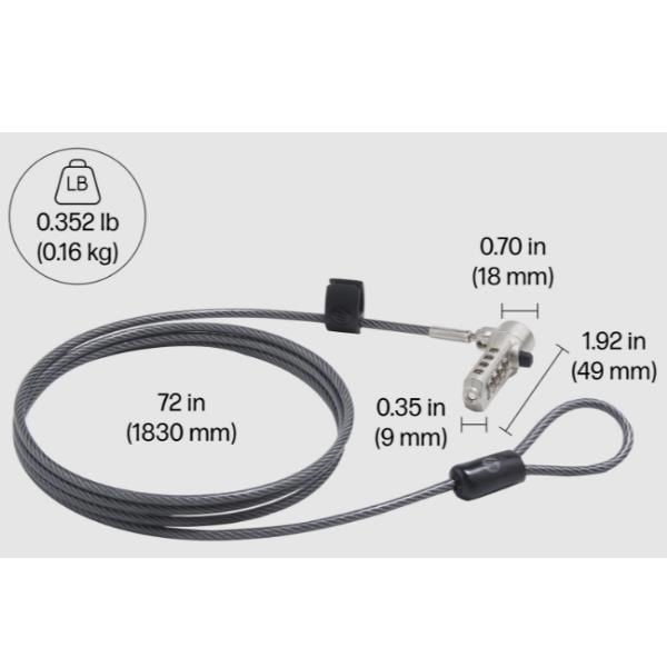 Cavo di Sicurezza HP Essential per Notebook a Combinazione 183 cm Nero - SKU: 63B31AA - Immagine 3