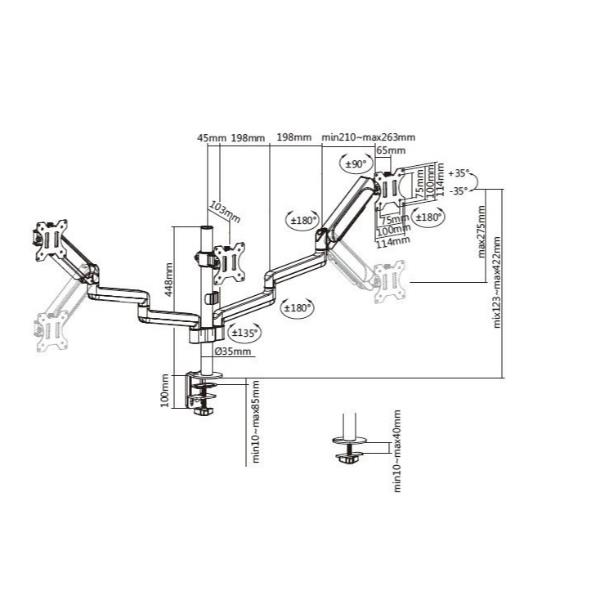 Staffa Triplo Monitor Equip da Scrivania 17"-27" 7kg per Schermo - immagine 2