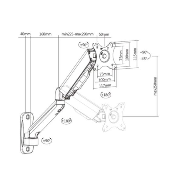 Staffa TV/Monitor Equip 17"-32" da Parete Braccio Estraibile - immagine 7