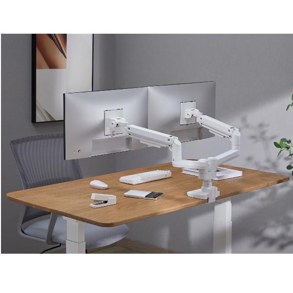 Staffa Doppio Monitor Equip 17"-35" Pan & Tilt da Scrivania Bianco - immagine 2