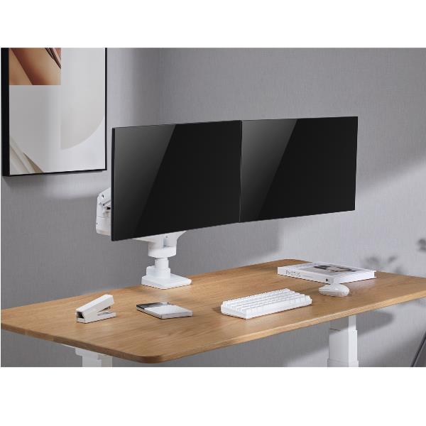 Staffa Doppio Monitor Equip 17"-35" Pan & Tilt da Scrivania Bianco - immagine 3