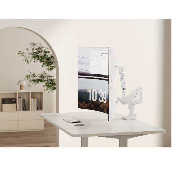 Staffa Doppio Monitor Equip 17"-35" Pan & Tilt da Scrivania Bianco - immagine 7