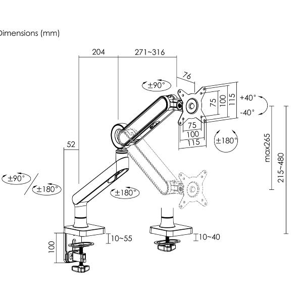 Staffa Monitor Equip Premium 17-35 Pan Tilt da Scrivania - SKU: 650184 - Immagine 6