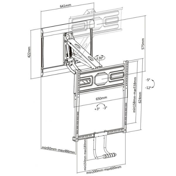 Staffa TV Parete Equip 43-70 Pull-Down per Schermi fino a 35kg - SKU: 650326C - Immagine 3