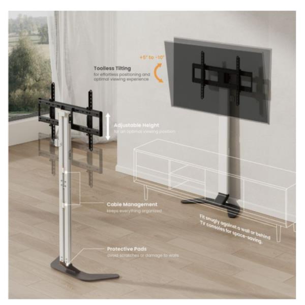 Staffa da Pavimento Equip per TV 37"-86" Ultra Sottile fino a 45kg - immagine 2