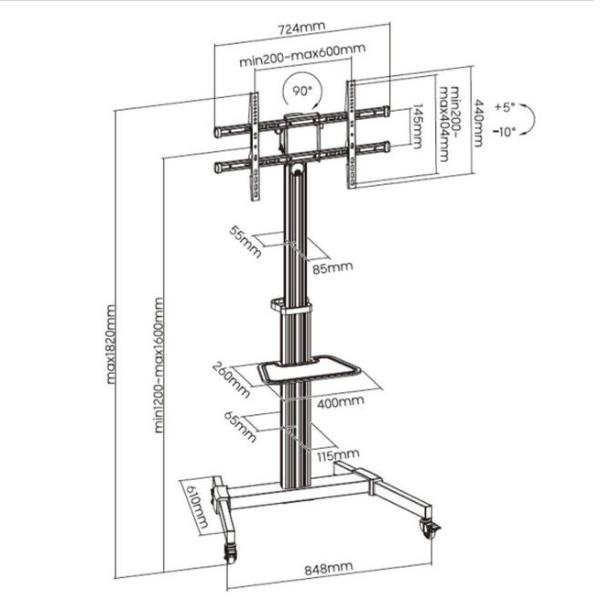 Carrello TV Equip per Montaggio a Pavimento 37-86 Rotazione 90 - SKU: 650630 - Immagine 8