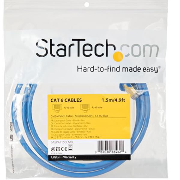 Cavo Ethernet Startech CAT6a STP 1.5m Blu - immagine 3