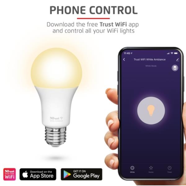 Lampadina LED Smart Trust E27 DUO-PACK 9W Wi-Fi CCT Variabile - immagine 2