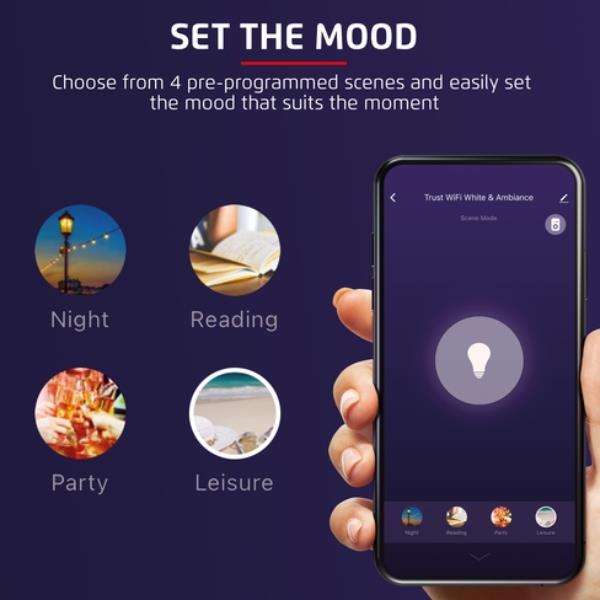 Lampadina LED Smart Trust E27 DUO-PACK 9W Wi-Fi CCT Variabile - immagine 5