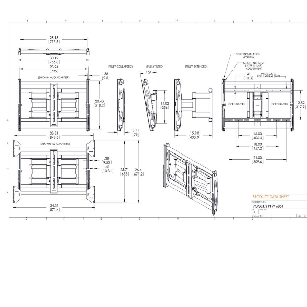 Staffa TV Vogels PFW 6851 a Parete Girevole per Schermi 42-85" fino a 80kg - immagine 2