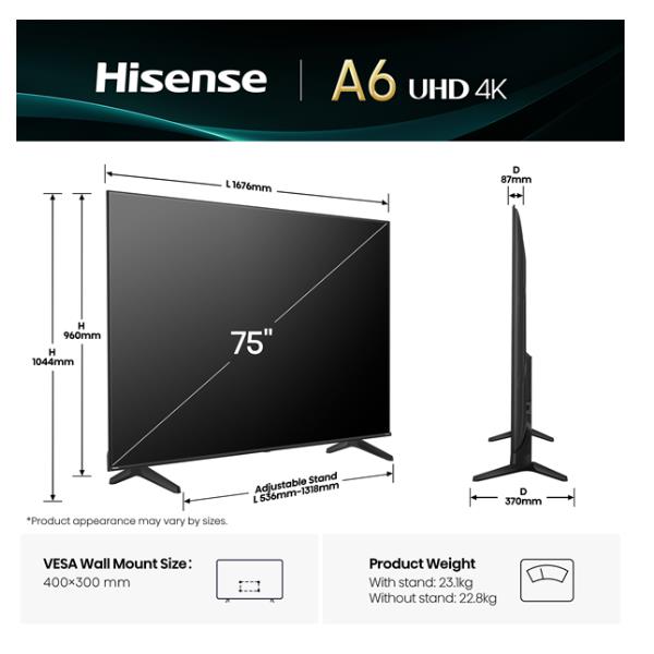 TV Hisense 75A69Q 4K UHD Smart VIDAA U9 - immagine 12