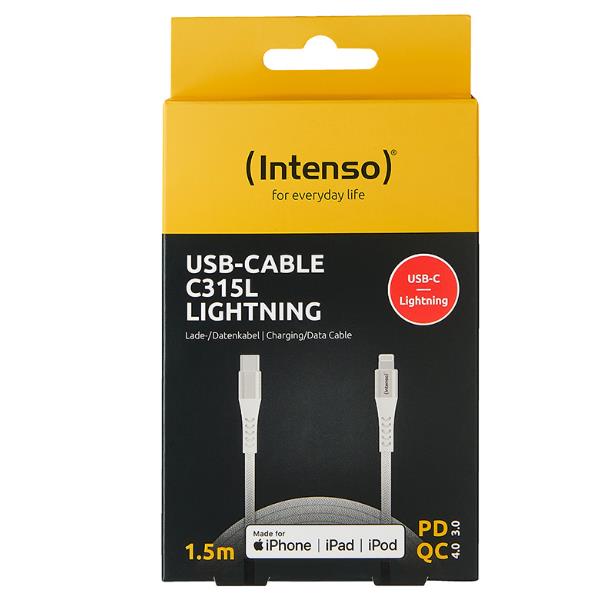 Cavo USB-C to Lightning Intenso 1.5m Nylon Bianco 27W - immagine 2