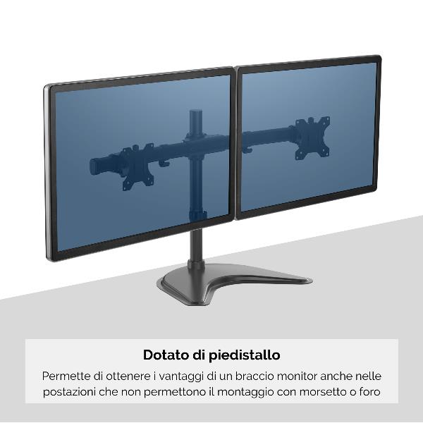 Staffa Monitor Fellowes Doppia Braccio con Piedistallo per 2 Schermi fino a 27 - SKU: 8043701 - Immagine 4