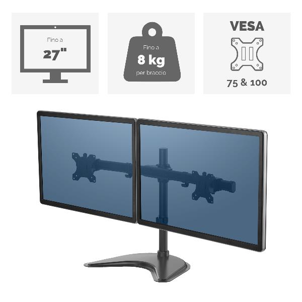Staffa Monitor Fellowes Doppia Braccio con Piedistallo per 2 Schermi fino a 27 - SKU: 8043701 - Immagine 6