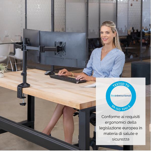 Braccio Monitor Doppio Fellowes Reflex per 2 Schermi fino a 27" - immagine 2