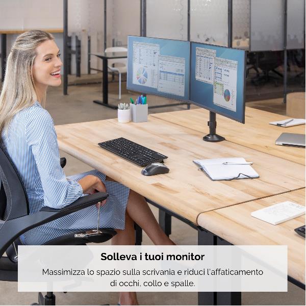 Braccio Monitor Doppio Fellowes Reflex per 2 Schermi fino a 27" - immagine 4