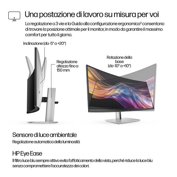 Monitor HP Serie 7 Pro 738pu 37.5" Curvo WQHD+ IPS - immagine 3
