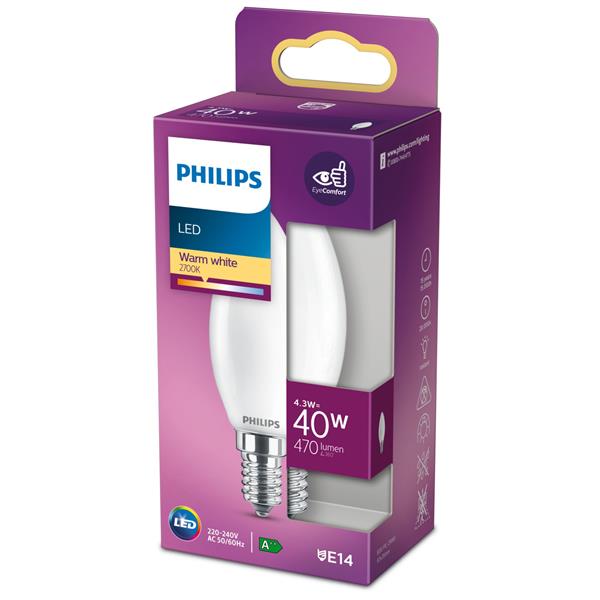 Lampadina LED Philips E14 4.3W 470 Lumen Luce Calda - immagine 3