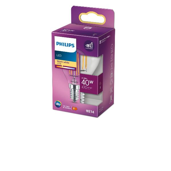 Lampadina LED Philips Goccia E14 40W Luce Calda 470 Lumen - immagine 2
