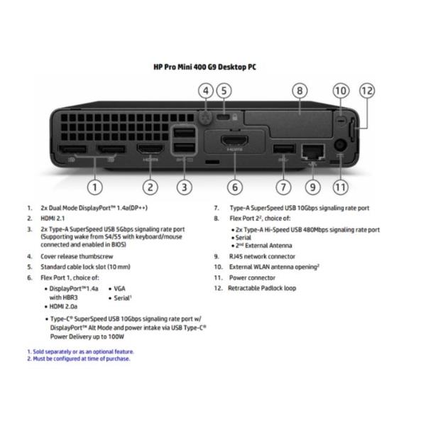 Mini PC HP Pro Mini 400 G9 i7-13700T 16GB 512GB SSD Win11 Pro - immagine 3