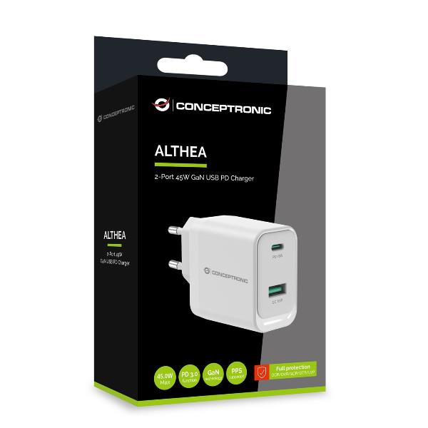 Caricatore Notebook Conceptronic PD USB 2 Porte 45W GaN USB-C USB-A QC 3.0 - immagine 5