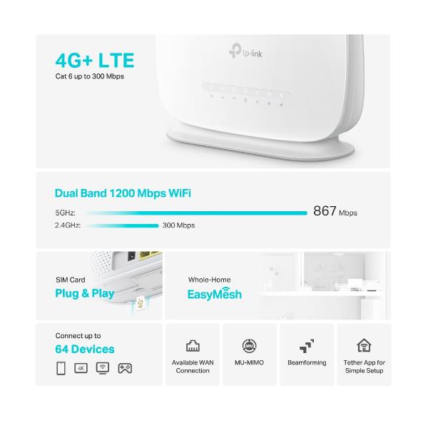 Router Mobile TP-LINK Archer MR515 4G/LTE 3 Porte LAN - immagine 2