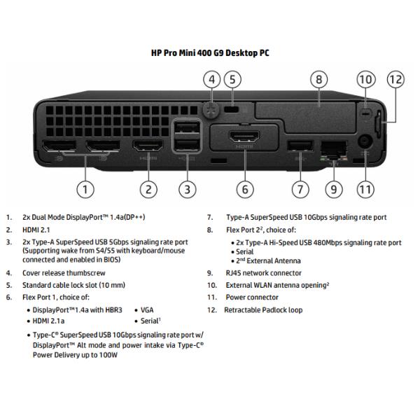 Mini PC HP Pro Mini 400 G9 i3-14100T 16GB 512GB SSD Win11 Pro - immagine 3