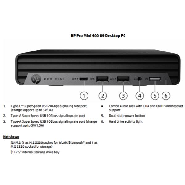 Mini PC HP Pro Mini 400 G9 i7-14700T 16GB 512GB SSD Win11 Pro - immagine 2