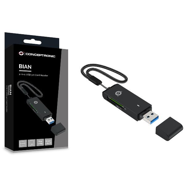 Lettore Schede Conceptronic 2-in-1 USB 3.0 Esterno Nero - immagine 6