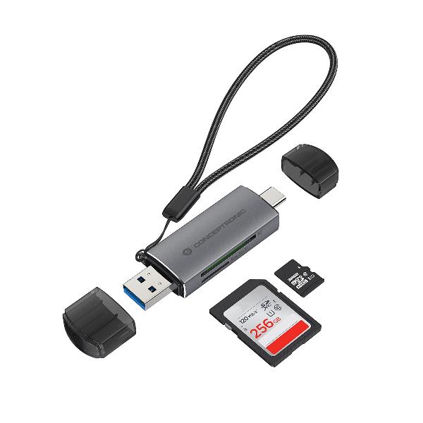Lettore Schede 2-in-1 Conceptronic USB 3.0 Dual Plug per SD e MicroSD - immagine 4