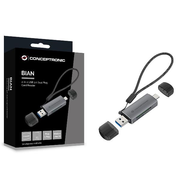Lettore Schede 2-in-1 Conceptronic USB 3.0 Dual Plug per SD e MicroSD - immagine 9