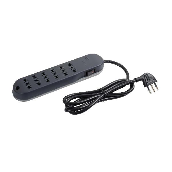 Multipresa Legrand SLIM6 6 Prese Bipasso Interruttore Sicurezza Cavo 1.5m Grigia - immagine 2
