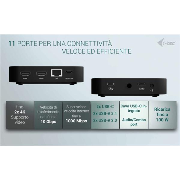 Docking Station I-Tec USB-C Dual HDMI PD100W Caricatore Universale - immagine 10