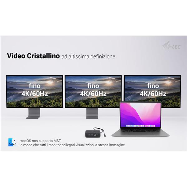 Docking Station I-Tec USB-C Triplo Video DisplayPort Doppia HDMI PD 100W - immagine 3