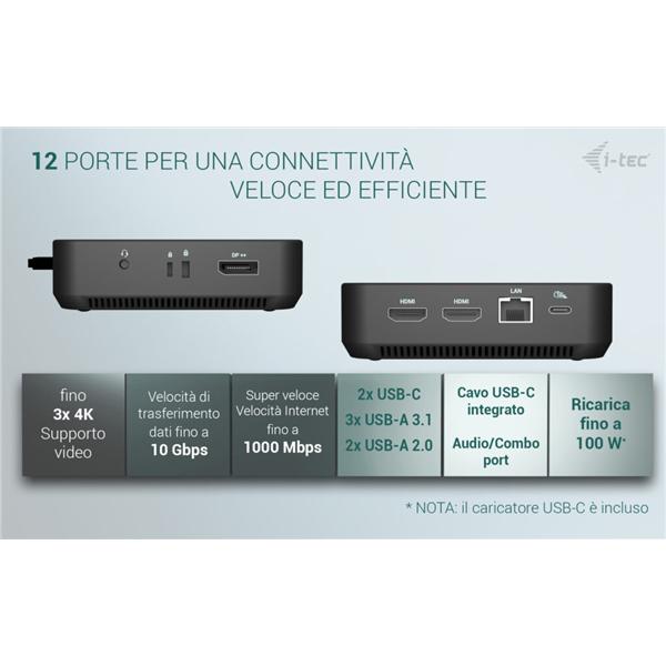 Docking Station I-Tec USB-C Triplo Video DisplayPort Doppia HDMI PD 100W - immagine 10