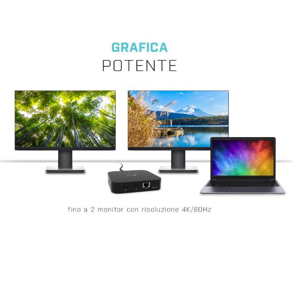 Docking Station I-Tec USB-C Dual Monitor DP PD 100W con Alimentatore - immagine 3
