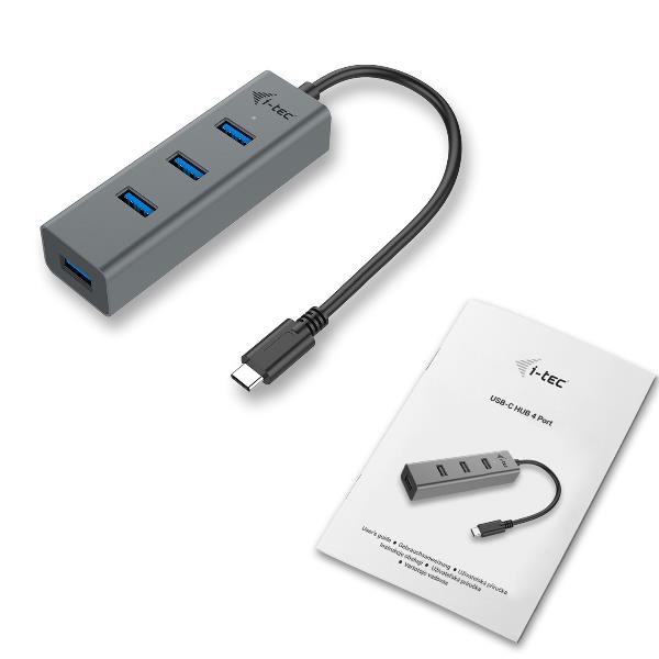 Hub USB I-Tec 4 Porte USB-A 3.0 Grigio - immagine 3