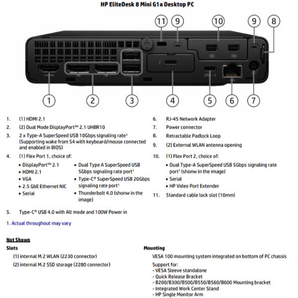 Mini PC HP EliteDesk 8 G1a AMD Ryzen 5 16GB 512GB SSD Win11 Pro - immagine 2