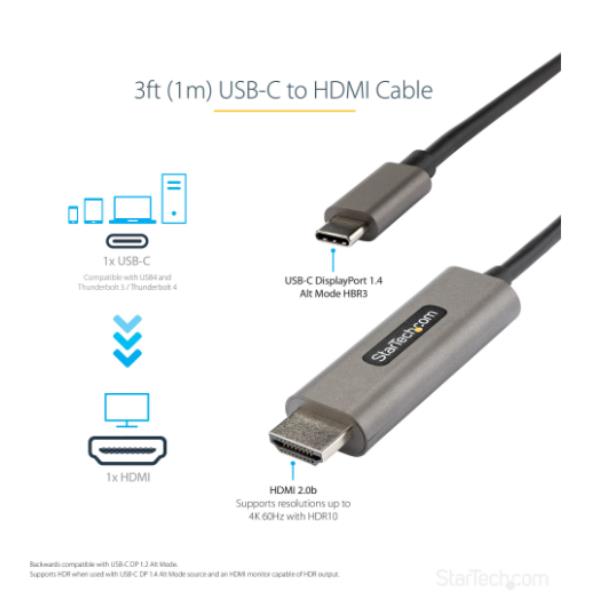 Adattatore USB-C a HDMI Startech CDP2HDMM1MH Grigio - immagine 4