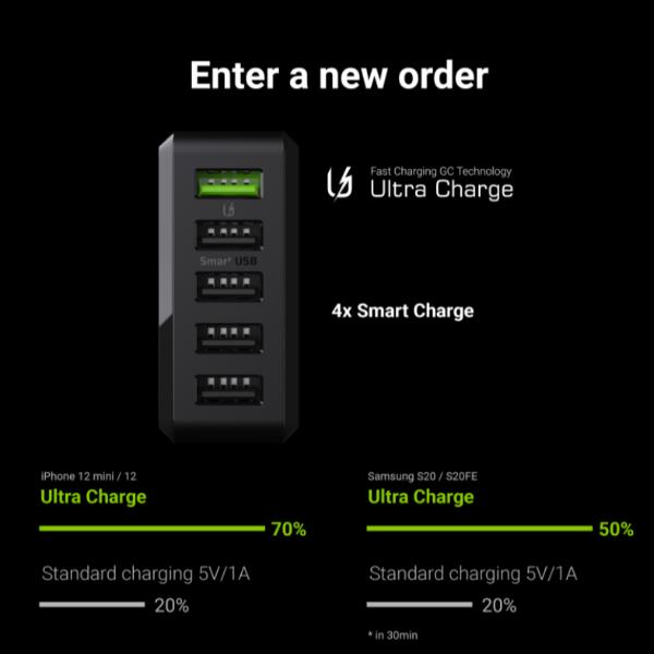 Caricabatterie Green Cell GC ChargeSource 5 5xUSB 52W Ultra Charge - immagine 5