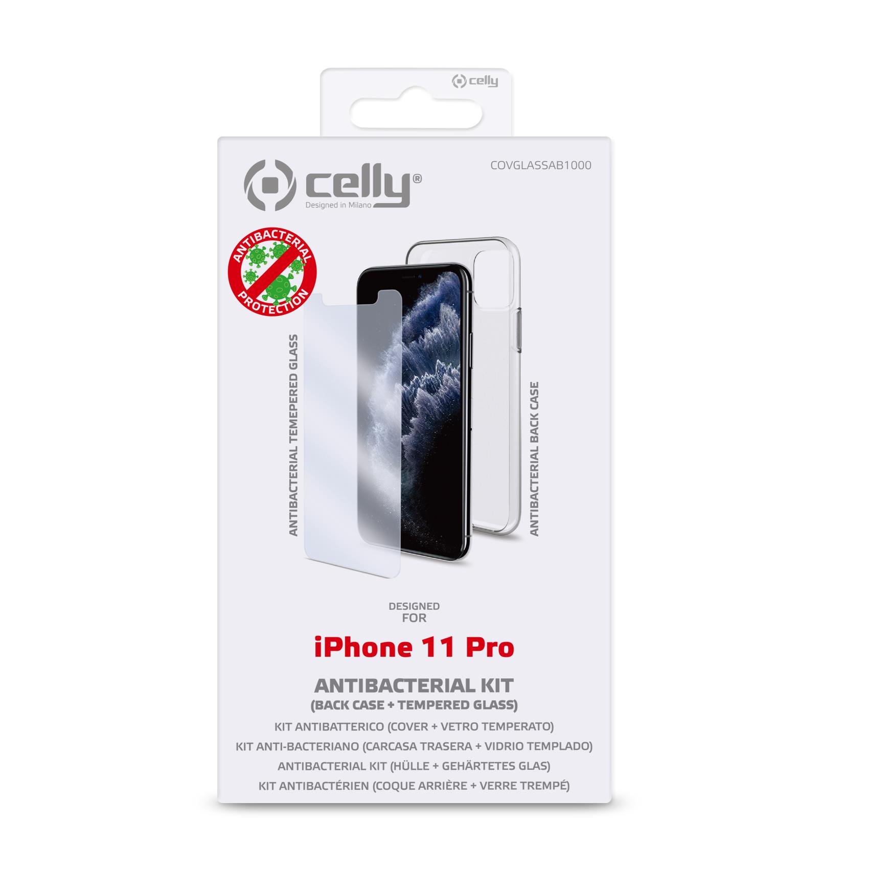 Cover Celly COVGLASSAB per iPhone 11 Pro Trasparente - immagine 2