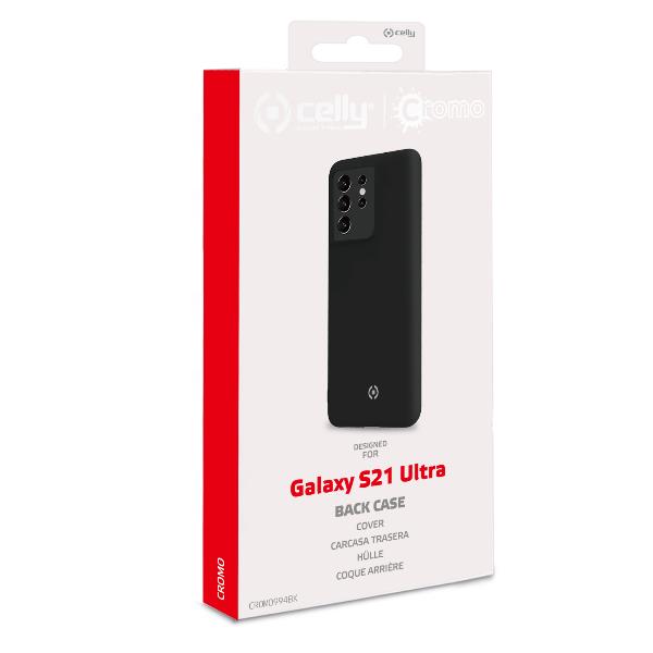 Cover Celly CROMO per Samsung Galaxy S21 Ultra 5G | TPU Nero - immagine 3