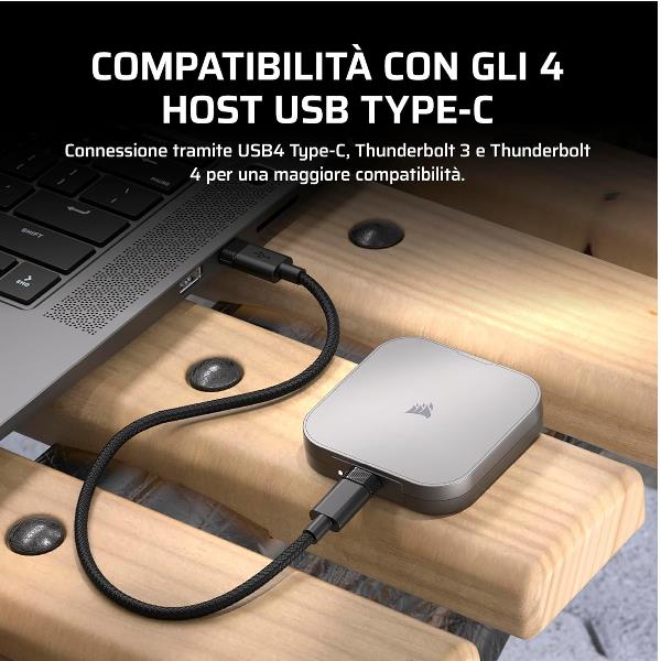 SSD Esterno Corsair EX400U 2TB USB-C 4000MB/s - immagine 5