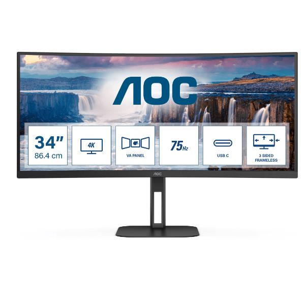 Monitor Curvo AOC CU34V5C 34 UltraWide 219 3440x1440 VA - SKU: CU34V5C - Immagine 3