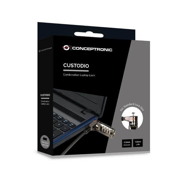Cavo di Sicurezza Conceptronic per Notebook Lucchetto a Combinazione 1.8m - immagine 3