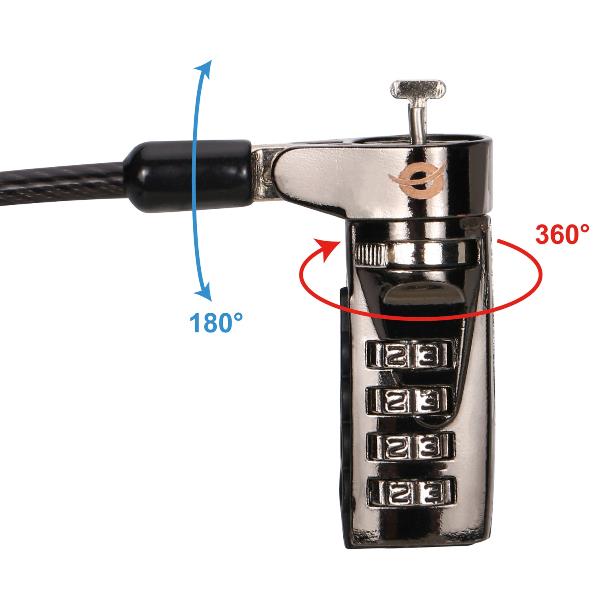 Cavo di Sicurezza Conceptronic per Notebook Lucchetto a Combinazione 1.8m - immagine 5